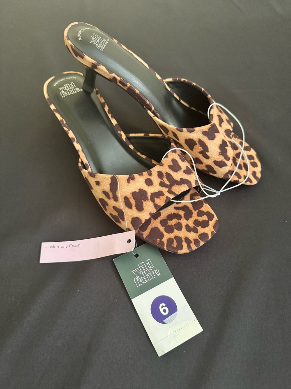 Leopard-Print Open Toe Kitten Heel Mule - Brown/Black - Sizes 7/8 - Picture 2 of 5